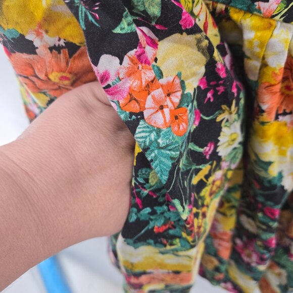 Zara Basic Black Floral Butterfly Fit and Flare Sleeveless Mini Dress Size Small - Picture 4 of 13